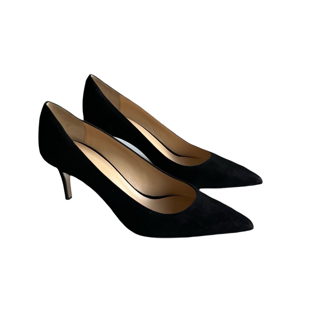 Barneys New York Black Suede Pumps Size 37 Pointy Toe Heels Office Classic Fall